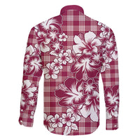 Hibiscus Pakala Royal Magenta Family Matching Off Shoulder Short Dress and Hawaiian Shirt Tropical Floral Stylized - Polynesian Pride