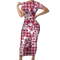Hibiscus Pakala Royal Magenta Family Matching Short Sleeve Bodycon Dress and Hawaiian Shirt Tropical Floral Stylized - Polynesian Pride