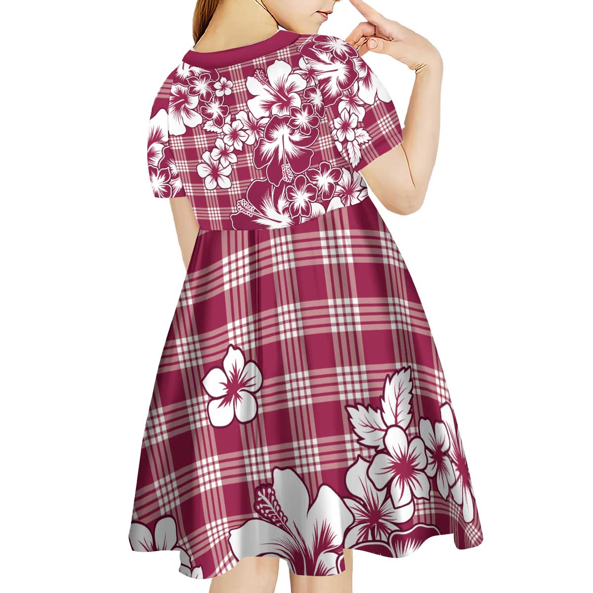 Hibiscus Pakala Royal Magenta Kid Short Sleeve Dress Tropical Floral Stylized - Polynesian Pride