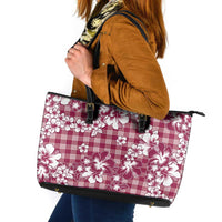Hibiscus Pakala Royal Magenta Leather Tote Bag Tropical Floral Stylized - Polynesian Pride