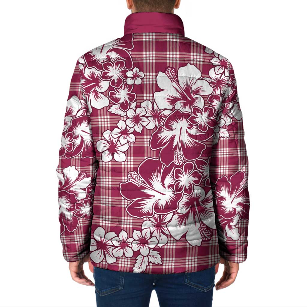 Hibiscus Pakala Royal Magenta Padded Jacket Tropical Floral Stylized - Polynesian Pride