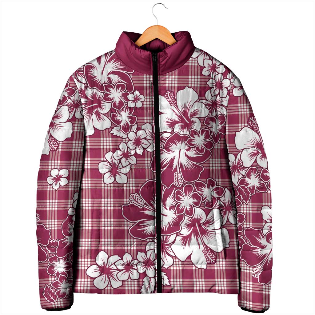 Hibiscus Pakala Royal Magenta Padded Jacket Tropical Floral Stylized - Polynesian Pride