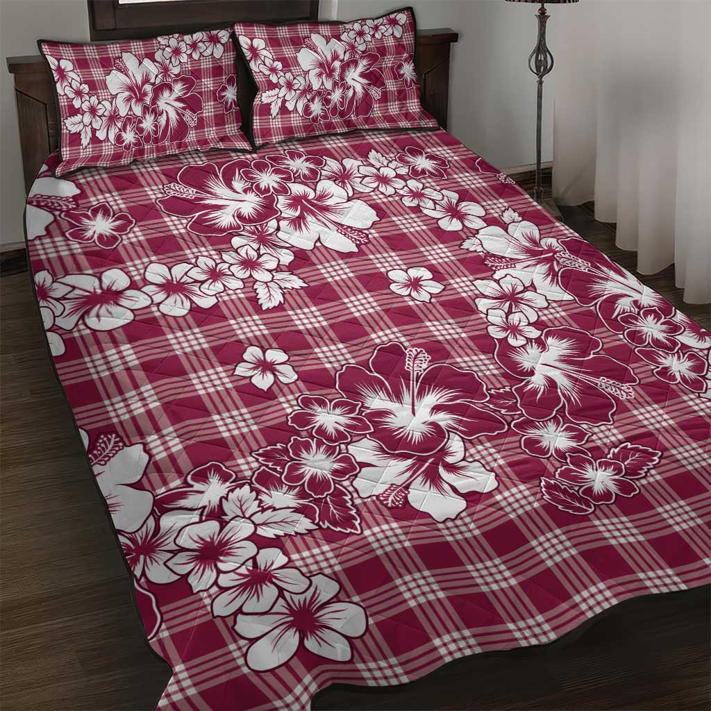 Hibiscus Pakala Royal Magenta Quilt Bed Set Tropical Floral Stylized - Polynesian Pride