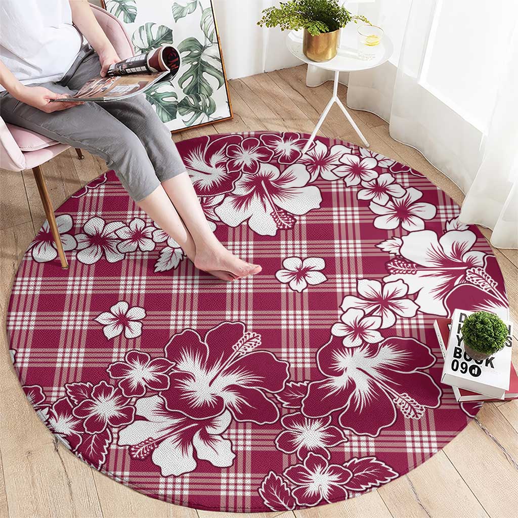 Hibiscus Pakala Royal Magenta Round Carpet Tropical Floral Stylized LT01 - Polynesian Pride