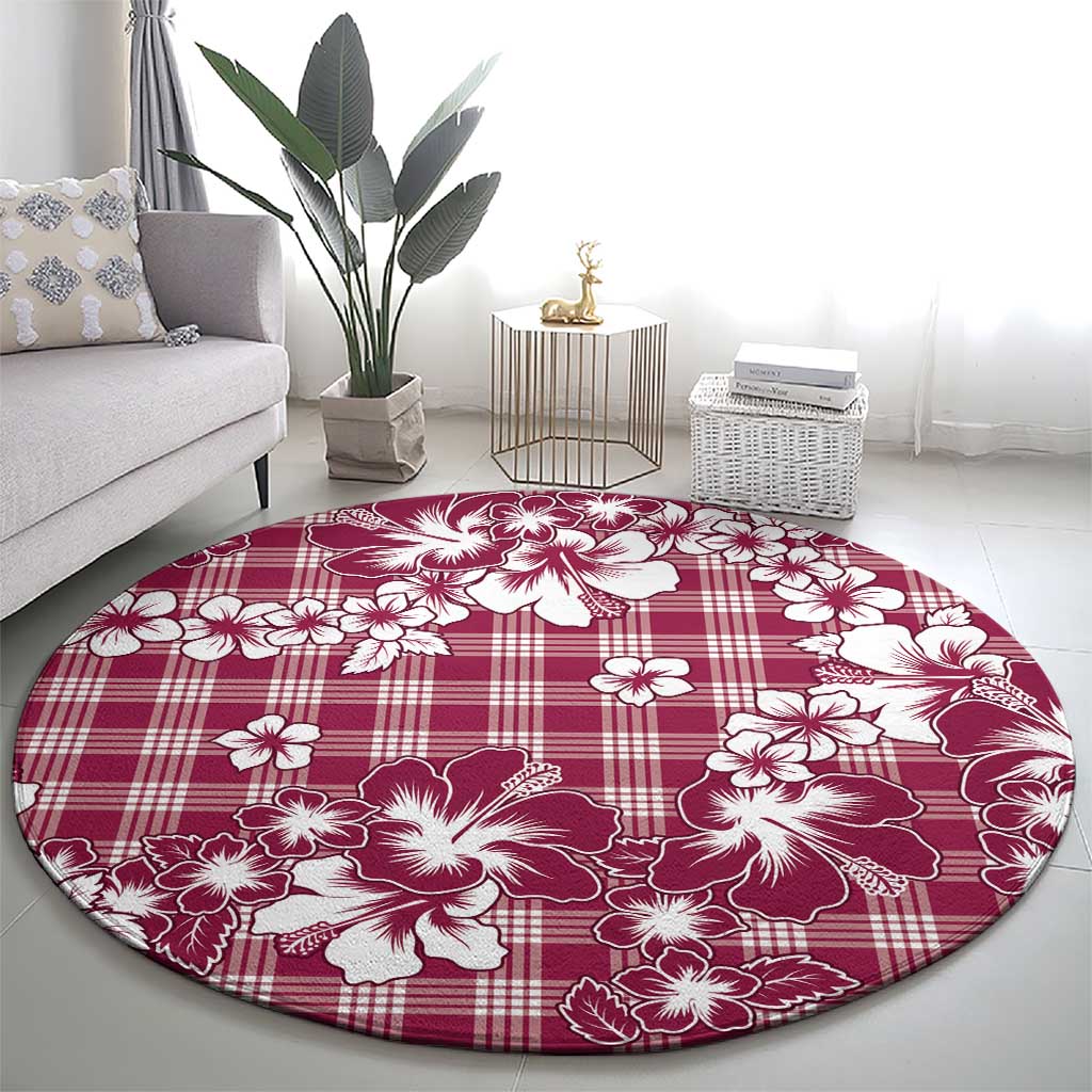 Hibiscus Pakala Royal Magenta Round Carpet Tropical Floral Stylized LT01 - Polynesian Pride