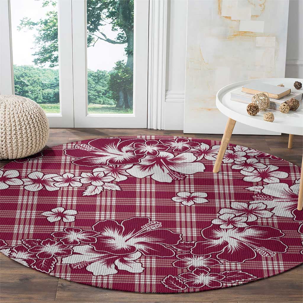 Hibiscus Pakala Royal Magenta Round Carpet Tropical Floral Stylized LT01 - Polynesian Pride