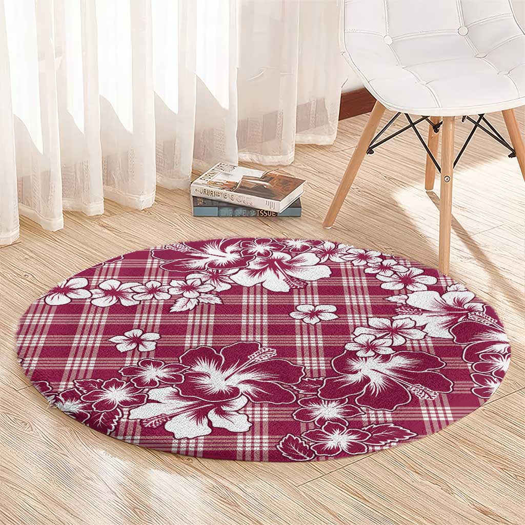 Hibiscus Pakala Royal Magenta Round Carpet Tropical Floral Stylized LT01 - Polynesian Pride