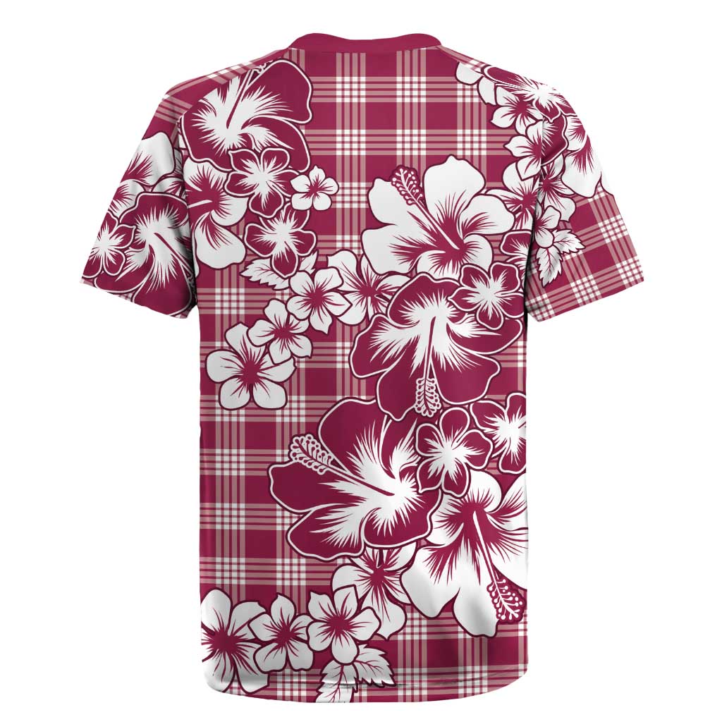 Hibiscus Pakala Royal Magenta Rugby Jersey Tropical Floral Stylized - Polynesian Pride