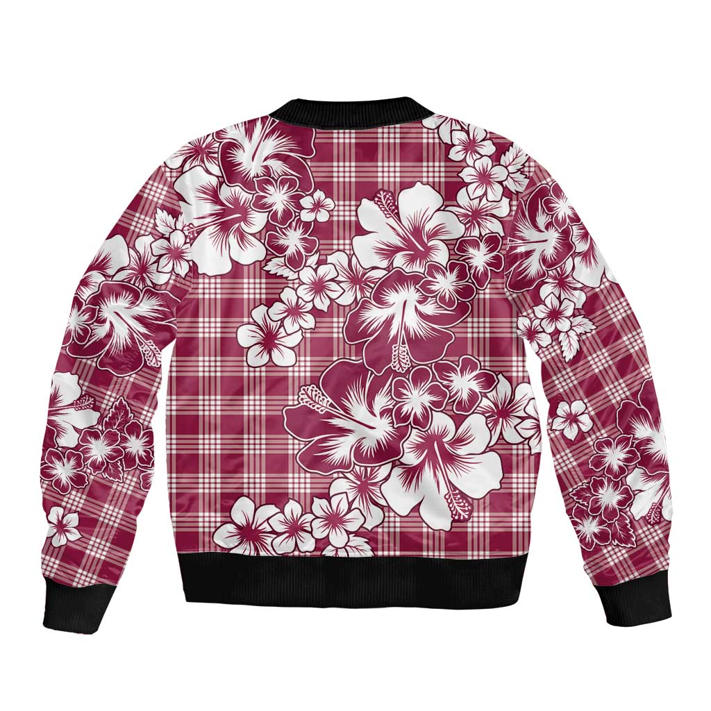 Hibiscus Pakala Royal Magenta Sleeve Zip Bomber Jacket Tropical Floral Stylized LT01 - Polynesian Pride