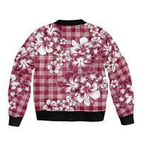 Hibiscus Pakala Royal Magenta Sleeve Zip Bomber Jacket Tropical Floral Stylized LT01 - Polynesian Pride