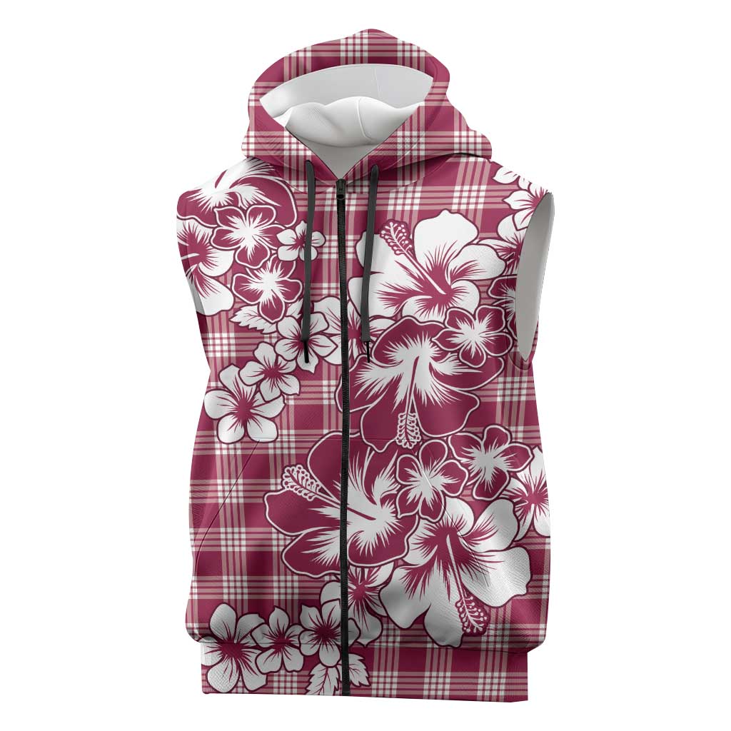 Hibiscus Pakala Royal Magenta Sleeveless Zip Hoodie Tropical Floral Stylized LT01 Magenta - Polynesian Pride