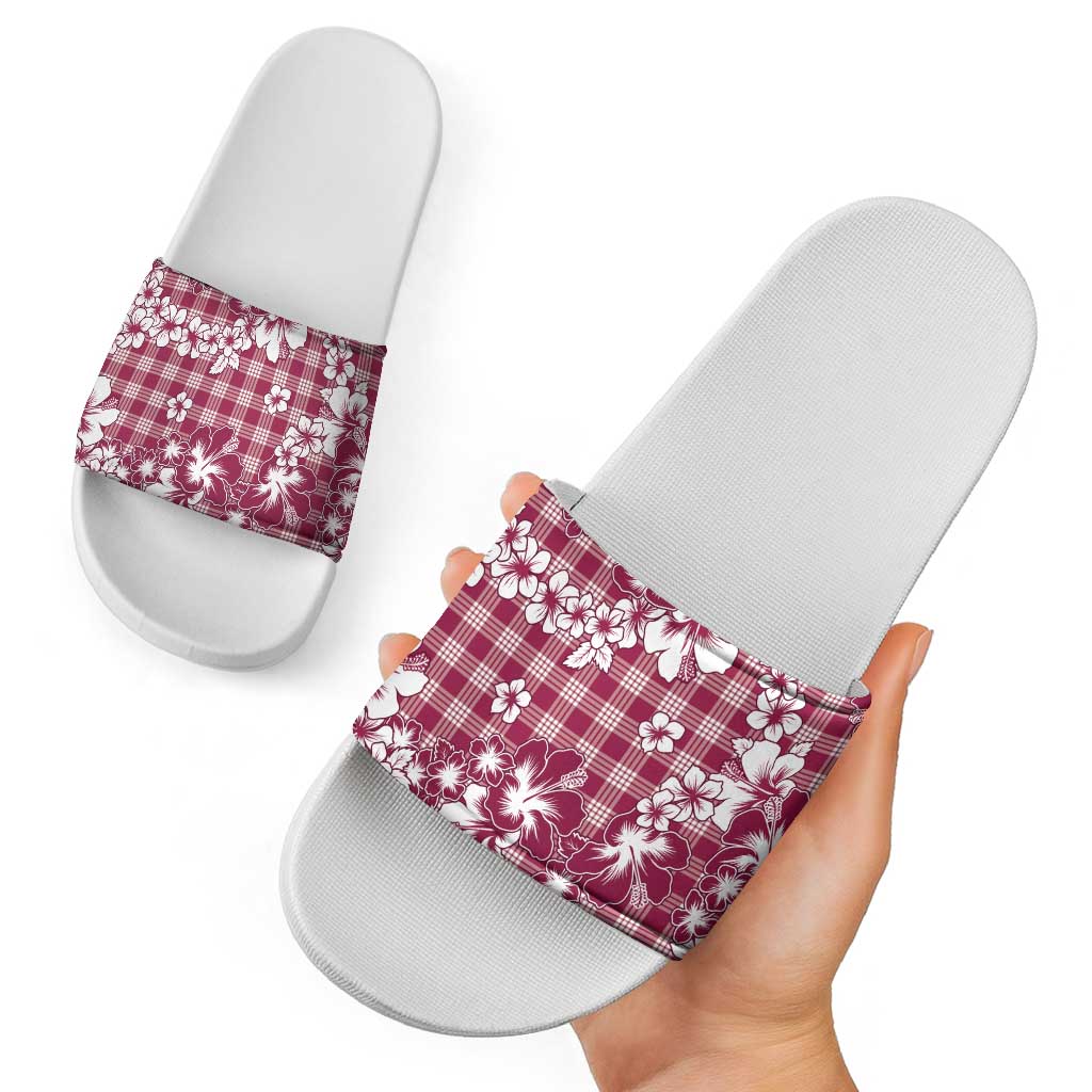 Hibiscus Pakala Royal Magenta Slide Sandals Tropical Floral Stylized - Polynesian Pride