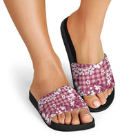 Hibiscus Pakala Royal Magenta Slide Sandals Tropical Floral Stylized - Polynesian Pride