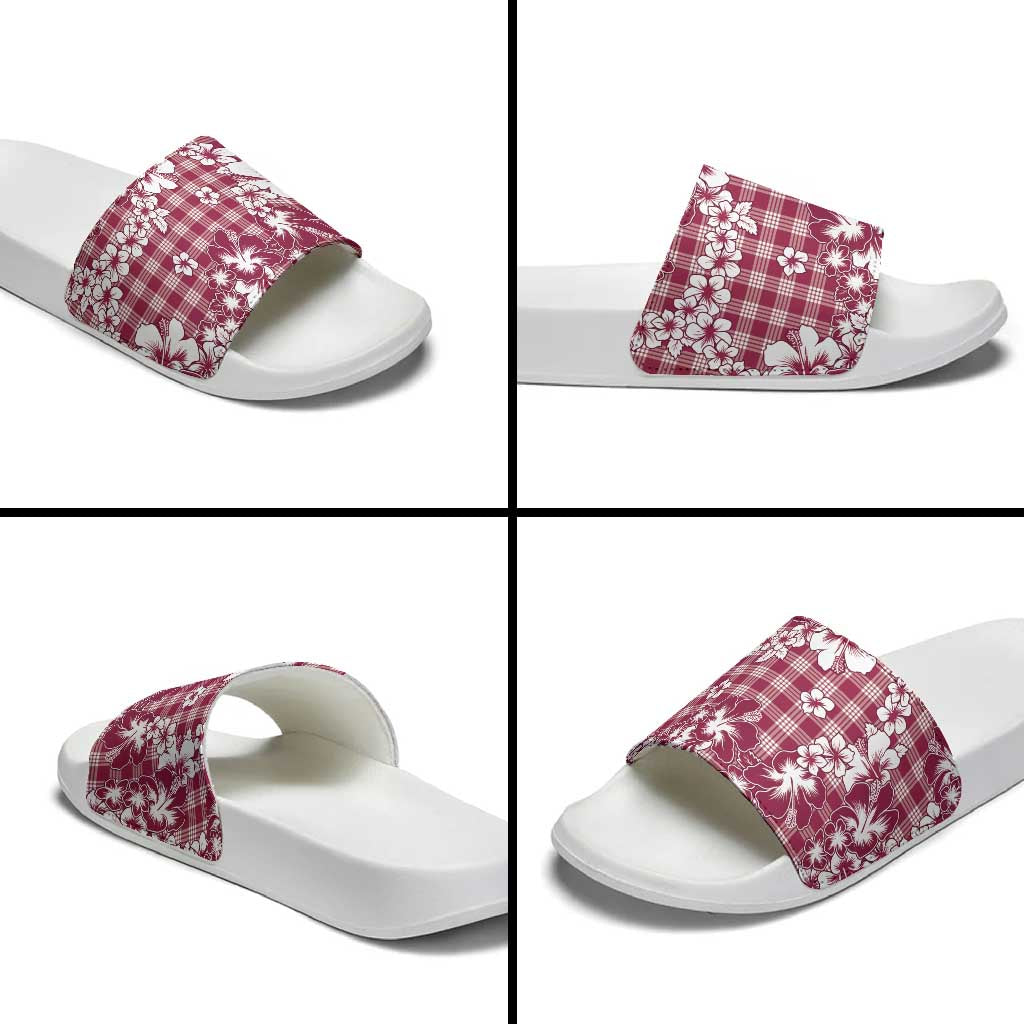 Hibiscus Pakala Royal Magenta Slide Sandals Tropical Floral Stylized - Polynesian Pride