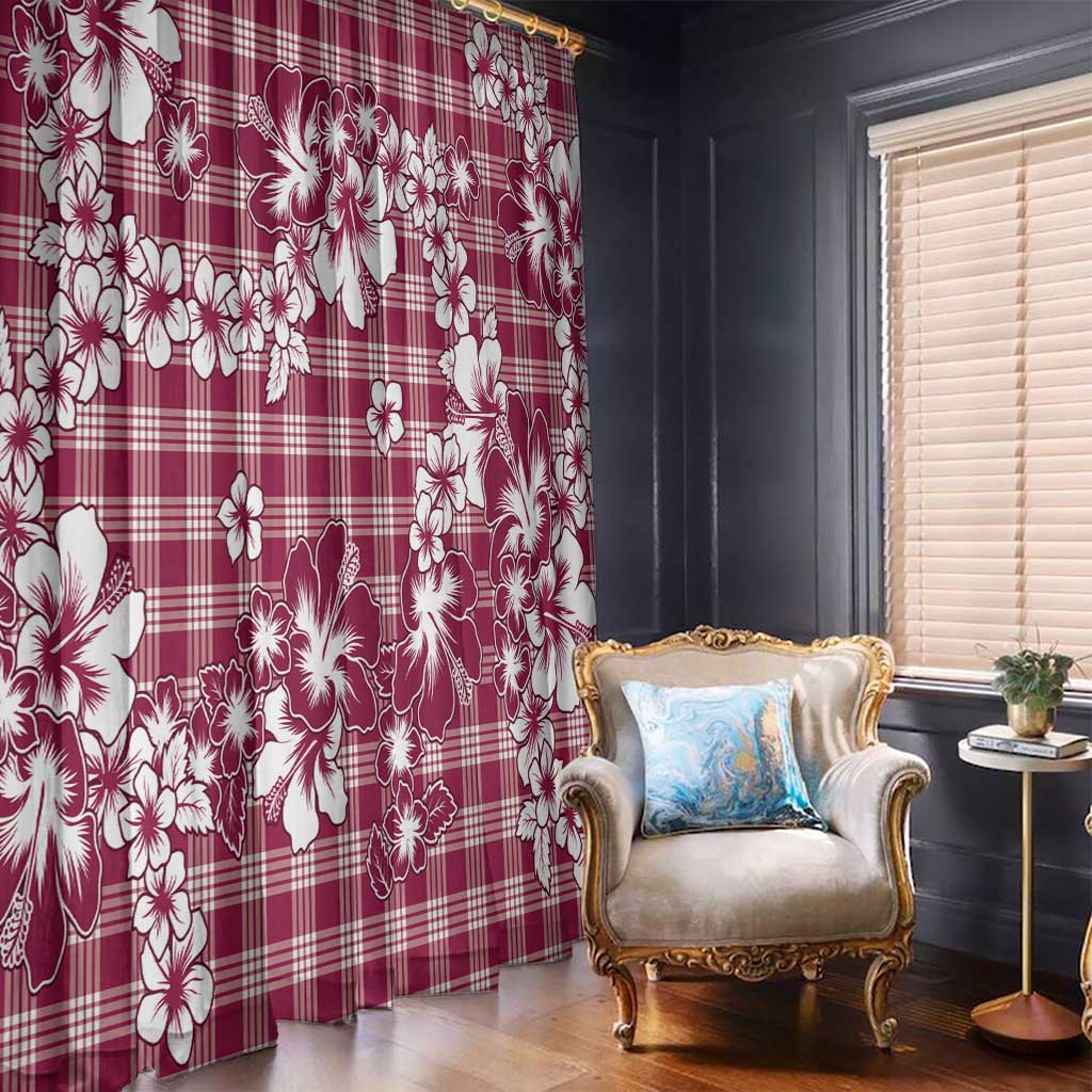 Hibiscus Pakala Royal Magenta Window Curtain Tropical Floral Stylized - Polynesian Pride