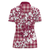 Hibiscus Pakala Royal Magenta Women Polo Shirt Tropical Floral Stylized - Polynesian Pride