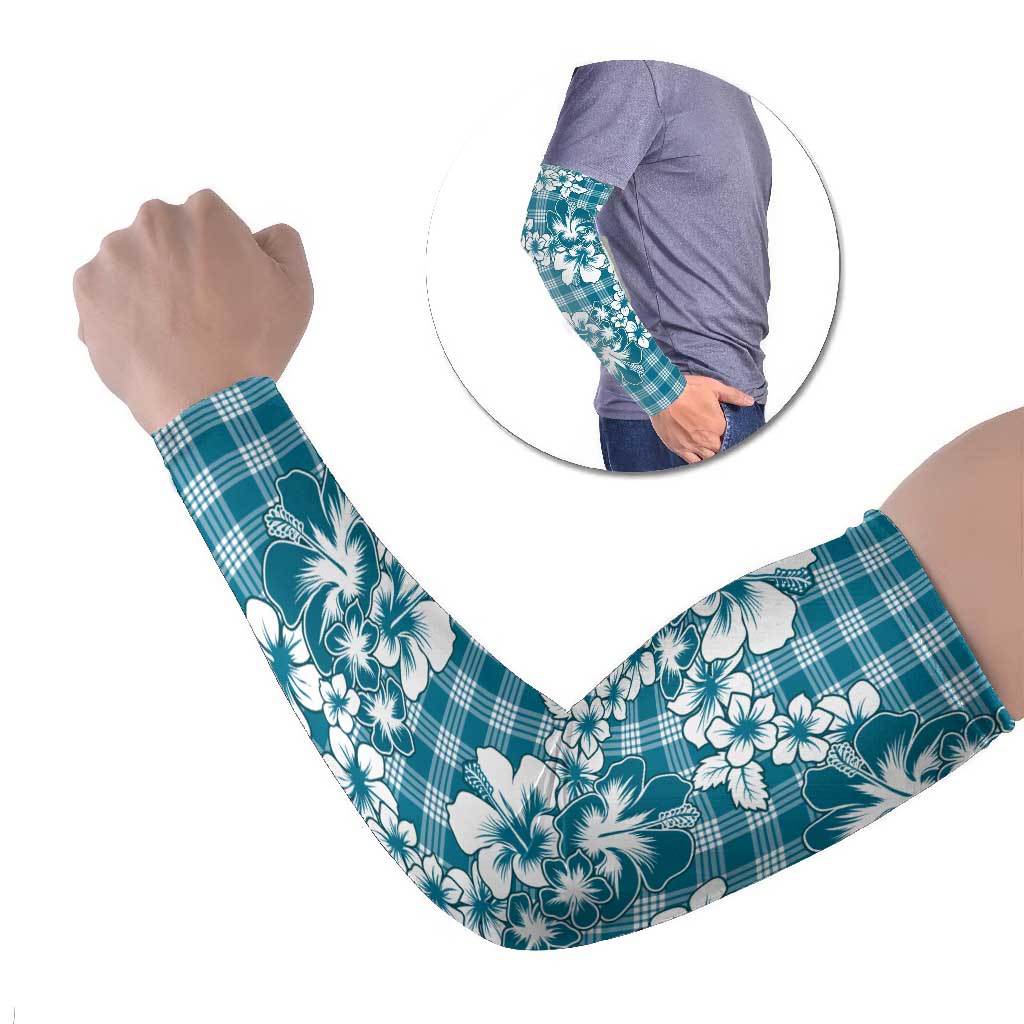 Hibiscus Pakala Ocean Depths Blue Arm Sleeves Tropical Floral Stylized LT01 Set of 2 Blue - Polynesian Pride