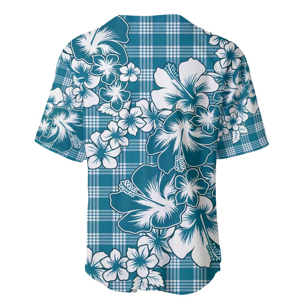 Hibiscus Pakala Ocean Depths Blue Baseball Jersey Tropical Floral Stylized LT01 - Polynesian Pride