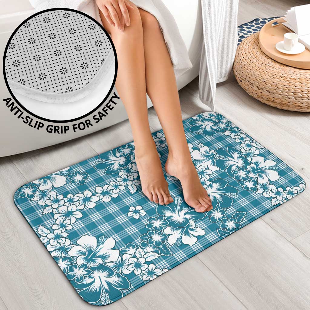 Hibiscus Pakala Ocean Depths Blue Bathroom Set Tropical Floral Stylized - Polynesian Pride