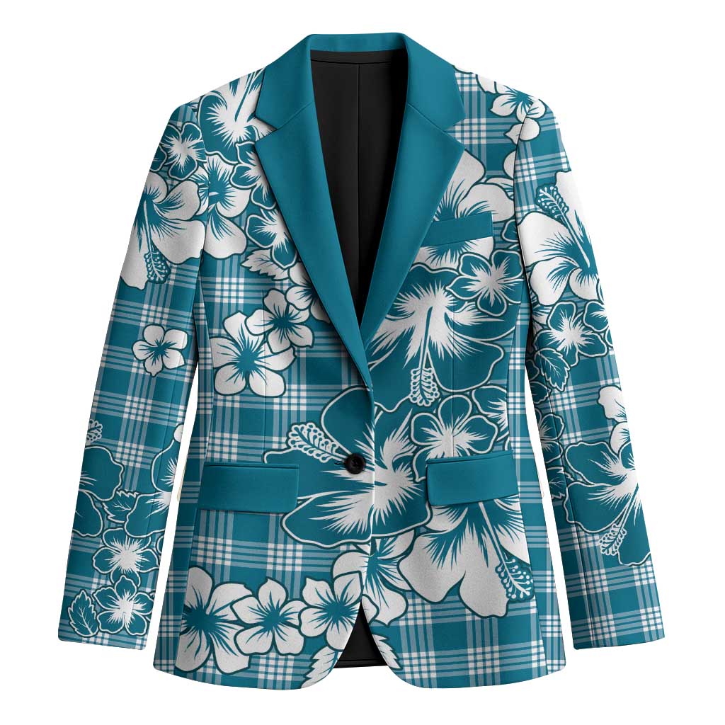 Hibiscus Pakala Ocean Depths Blue Blazer Tropical Floral Stylized LT01 Unisex Blue - Polynesian Pride