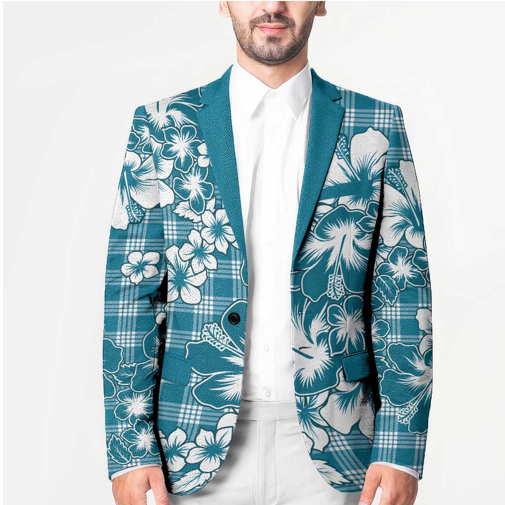 Hibiscus Pakala Ocean Depths Blue Blazer Tropical Floral Stylized LT01 - Polynesian Pride