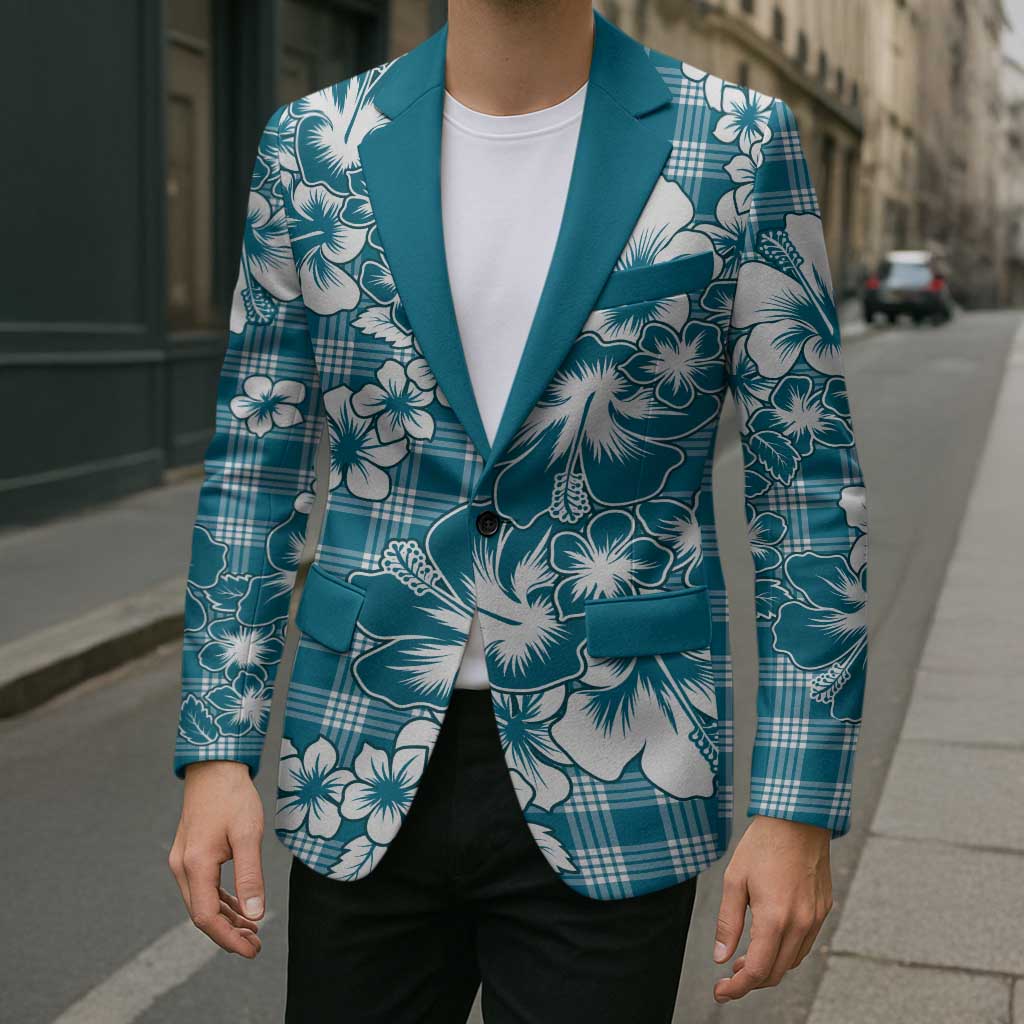 Hibiscus Pakala Ocean Depths Blue Blazer Tropical Floral Stylized LT01 - Polynesian Pride