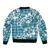 Hibiscus Pakala Ocean Depths Blue Bomber Jacket Tropical Floral Stylized - Polynesian Pride
