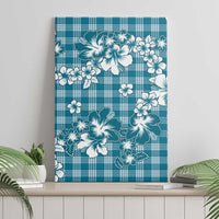 Hibiscus Pakala Ocean Depths Blue Canvas Wall Art Tropical Floral Stylized LT01 - Polynesian Pride