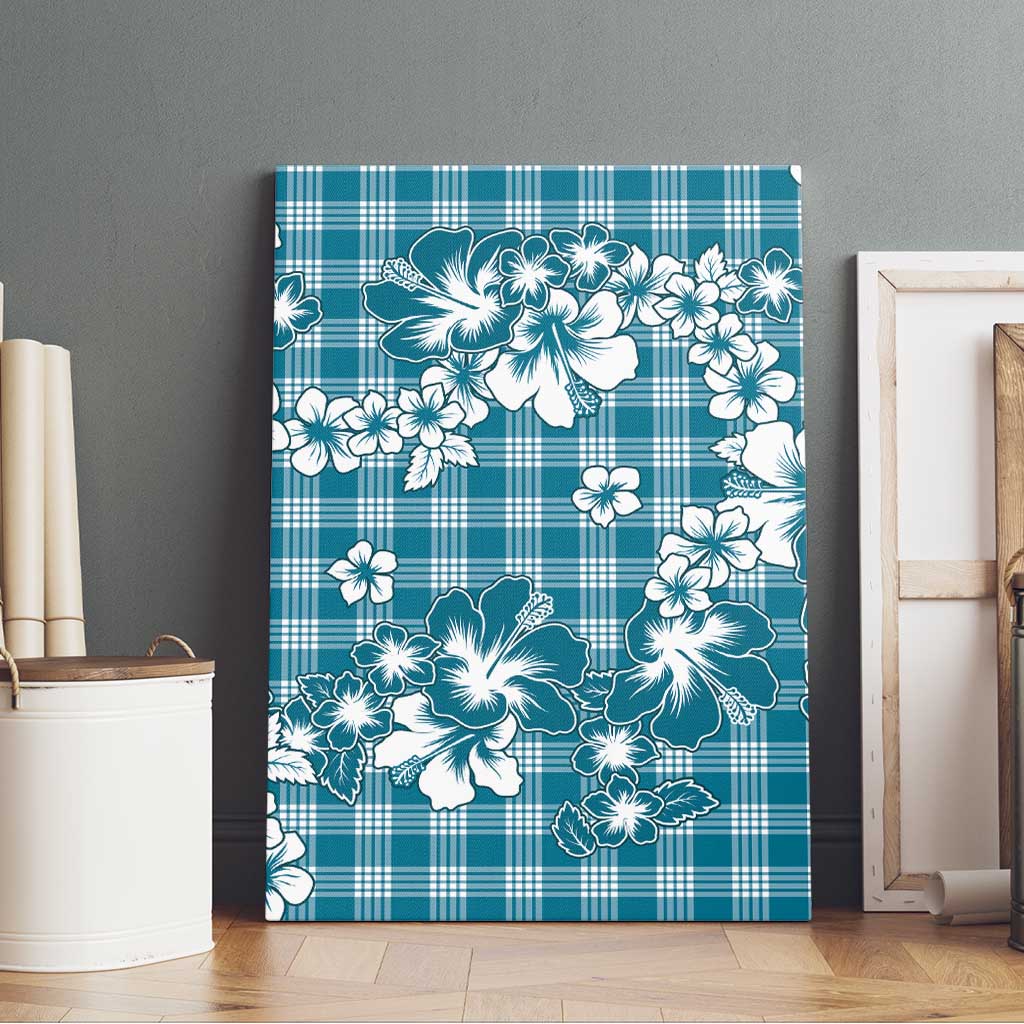 Hibiscus Pakala Ocean Depths Blue Canvas Wall Art Tropical Floral Stylized LT01 - Polynesian Pride