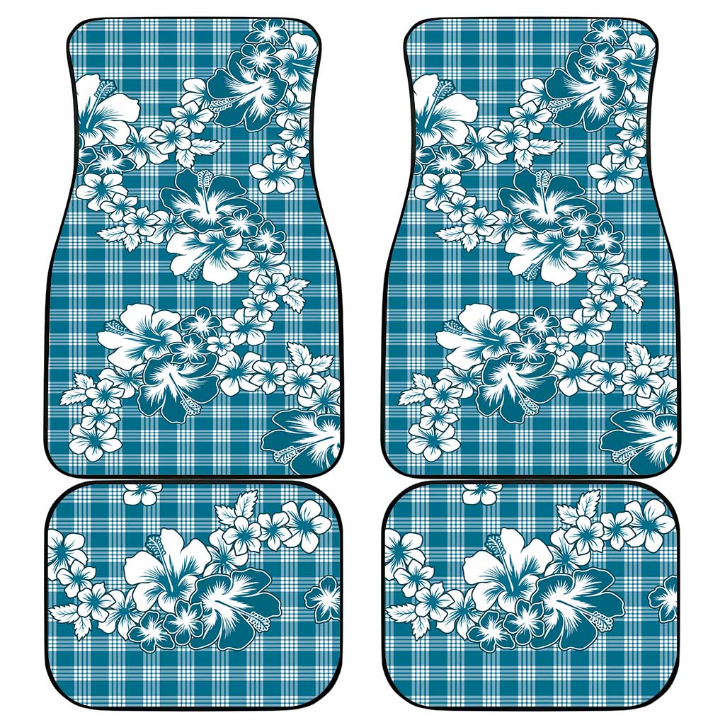 Hibiscus Pakala Ocean Depths Blue Car Mats Tropical Floral Stylized LT01 - Polynesian Pride