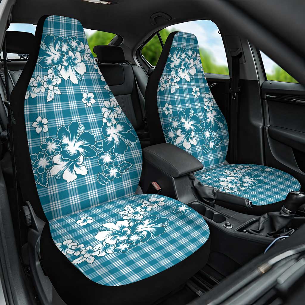Hibiscus Pakala Ocean Depths Blue Car Seat Cover Tropical Floral Stylized - Polynesian Pride