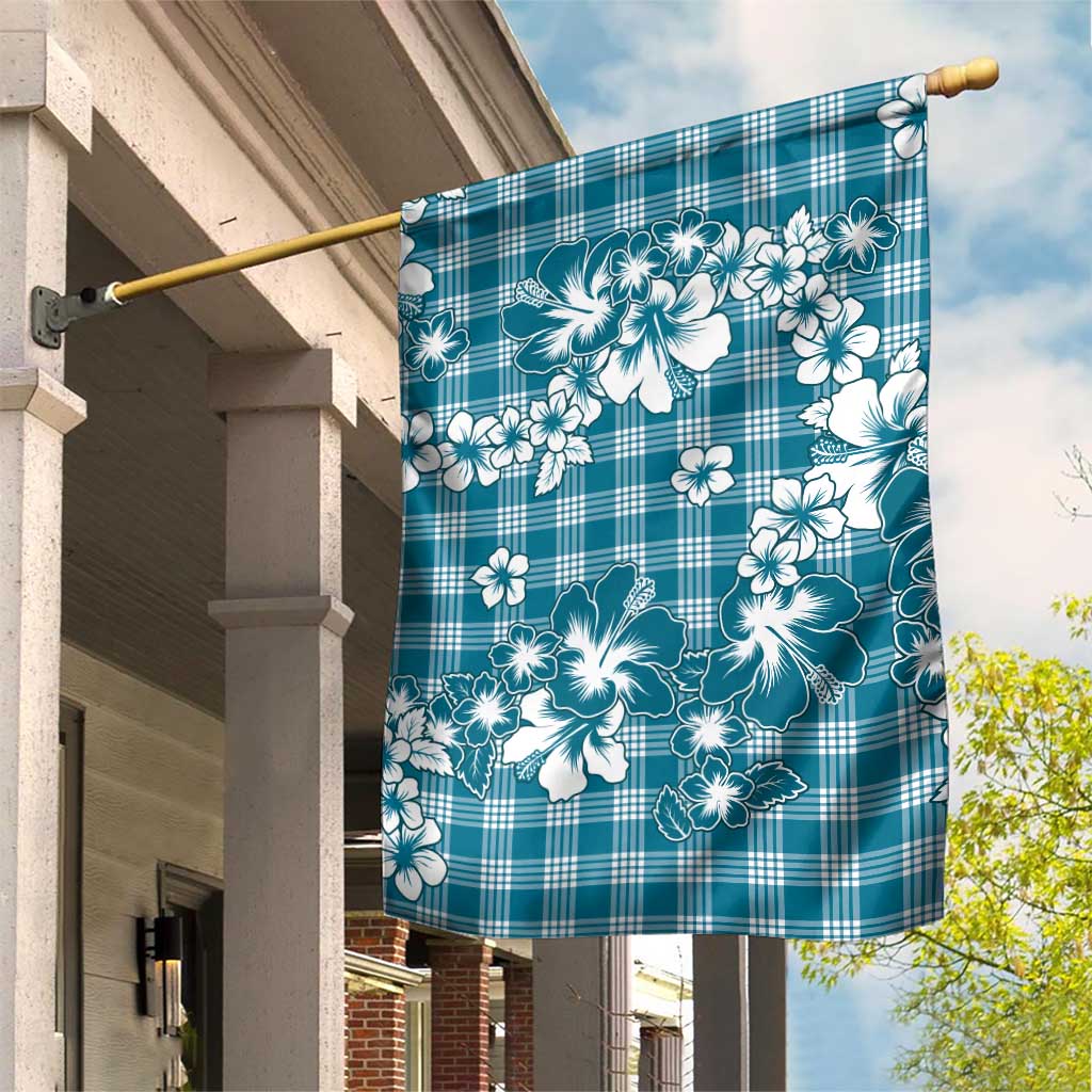 Hibiscus Pakala Ocean Depths Blue Garden Flag Tropical Floral Stylized LT01 House Flag Blue - Polynesian Pride
