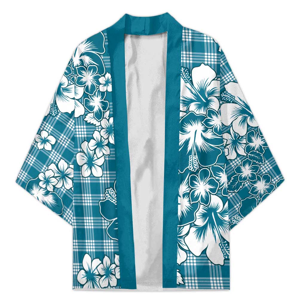 Hibiscus Pakala Ocean Depths Blue Kimono Tropical Floral Stylized - Polynesian Pride