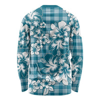 Hibiscus Pakala Ocean Depths Blue Long Sleeve Shirt Tropical Floral Stylized - Polynesian Pride