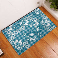 Hibiscus Pakala Ocean Depths Blue Rubber Doormat Tropical Floral Stylized LT01 - Polynesian Pride