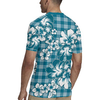 Hibiscus Pakala Ocean Depths Blue Rugby Jersey Tropical Floral Stylized - Polynesian Pride