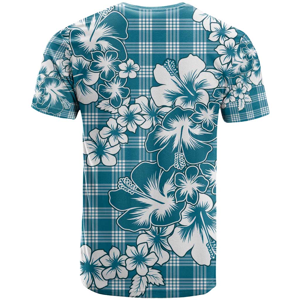 Hibiscus Pakala Ocean Depths Blue T Shirt Tropical Floral Stylized - Polynesian Pride
