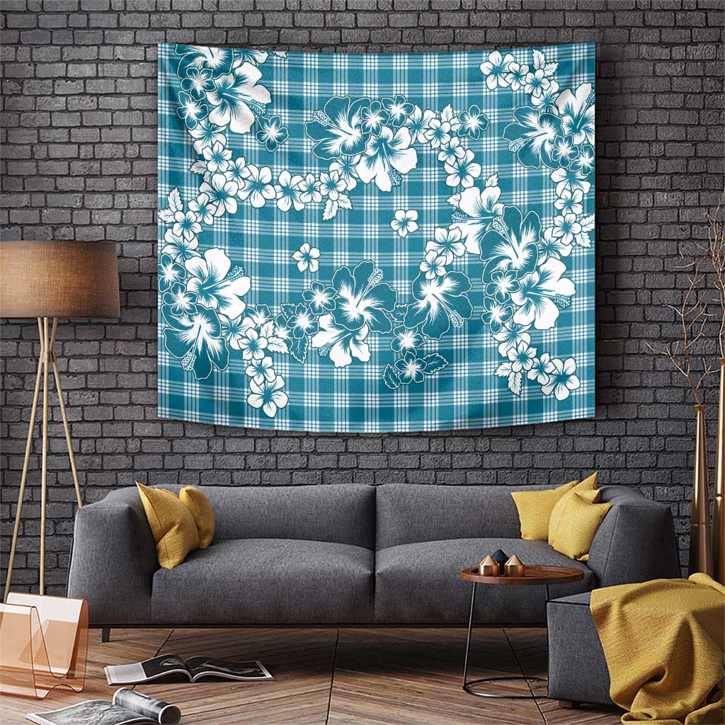 Hibiscus Pakala Ocean Depths Blue Tapestry Tropical Floral Stylized LT01 Blue - Polynesian Pride