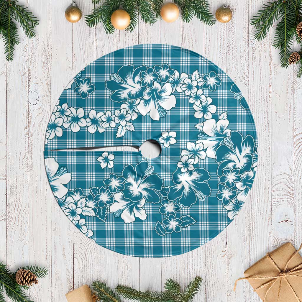 Hibiscus Pakala Ocean Depths Blue Tree Skirt Tropical Floral Stylized - Polynesian Pride