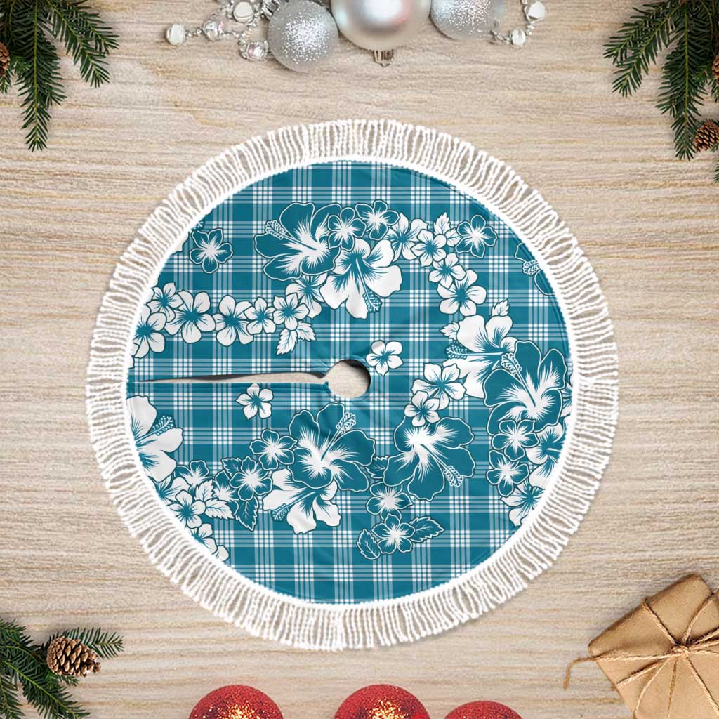 Hibiscus Pakala Ocean Depths Blue Tree Skirt Tropical Floral Stylized - Polynesian Pride