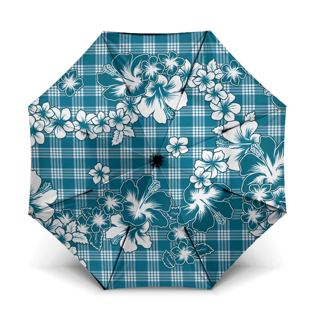 Hibiscus Pakala Ocean Depths Blue Umbrella Tropical Floral Stylized - Polynesian Pride