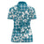 Hibiscus Pakala Ocean Depths Blue Women Polo Shirt Tropical Floral Stylized - Polynesian Pride