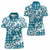 Hibiscus Pakala Ocean Depths Blue Women Polo Shirt Tropical Floral Stylized - Polynesian Pride