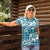 Hibiscus Pakala Ocean Depths Blue Women Polo Shirt Tropical Floral Stylized - Polynesian Pride