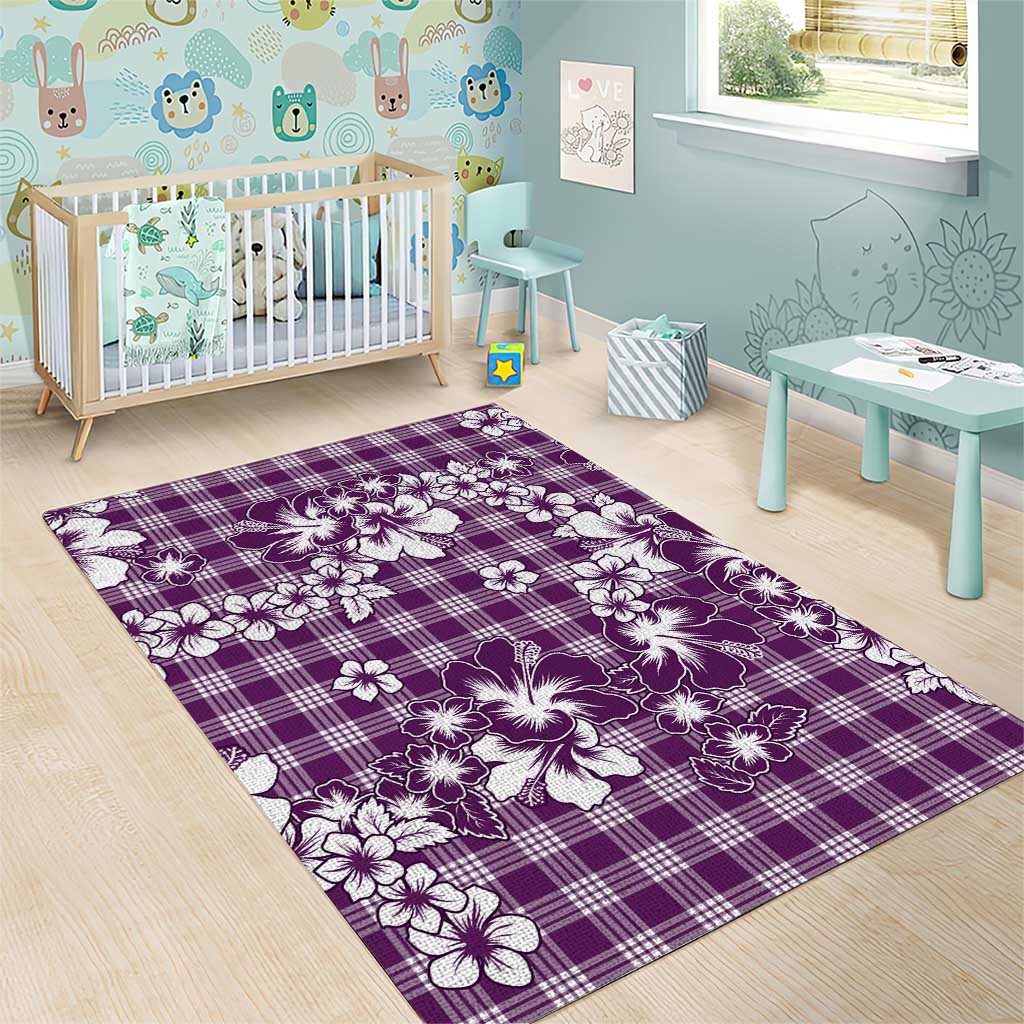 Hibiscus Pakala Sweetie Purple Area Rug Tropical Floral Stylized - Polynesian Pride