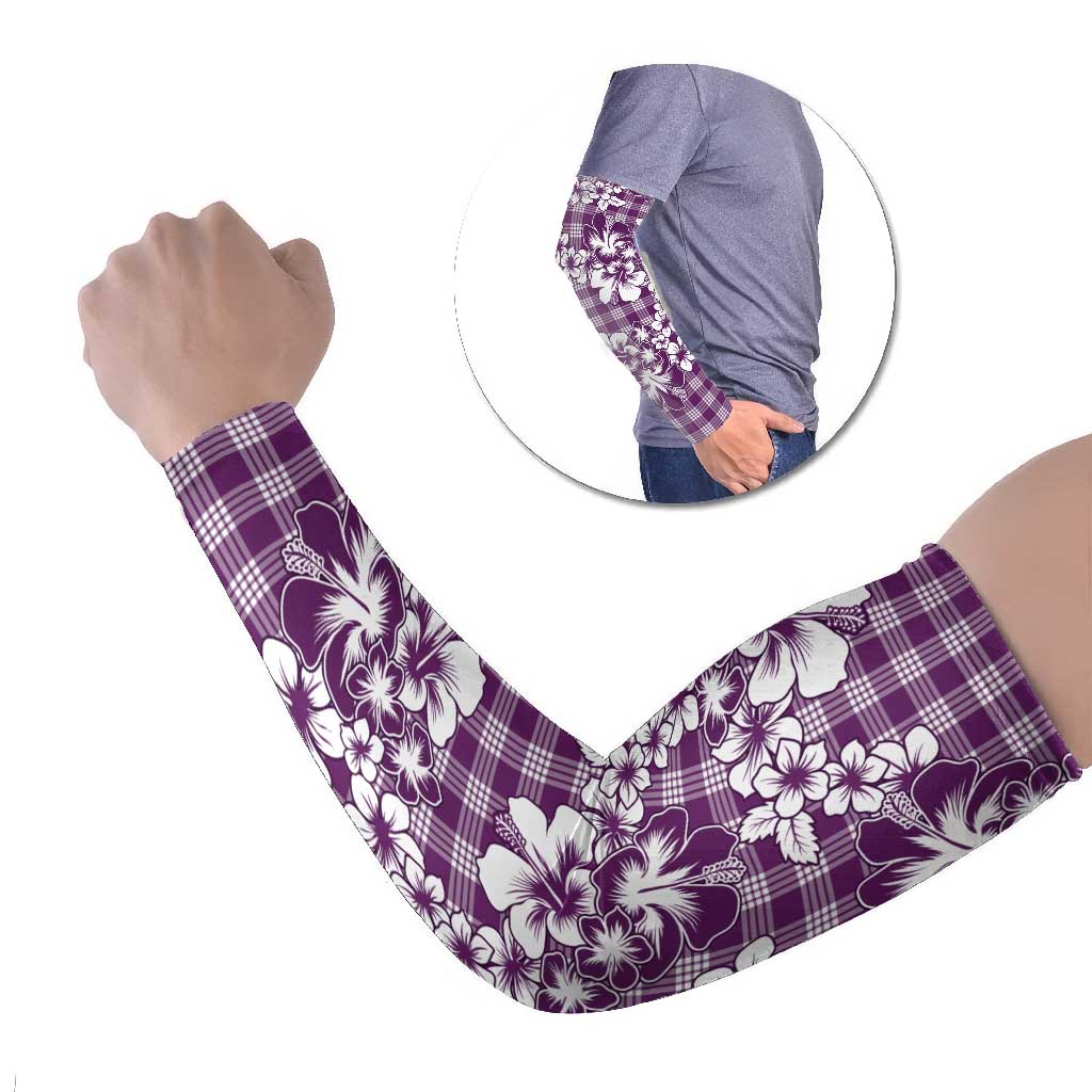 Hibiscus Pakala Sweetie Purple Arm Sleeves Tropical Floral Stylized LT01 Set of 2 Purple - Polynesian Pride