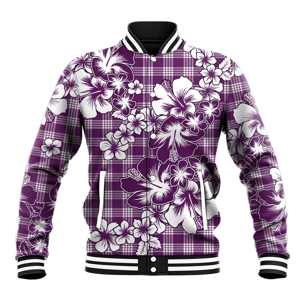 Hibiscus Pakala Sweetie Purple Baseball Jacket Tropical Floral Stylized - Polynesian Pride