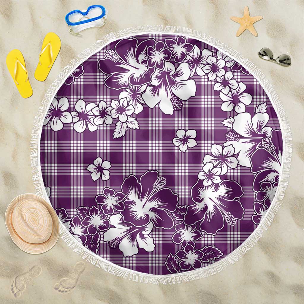 Hibiscus Pakala Sweetie Purple Beach Blanket Tropical Floral Stylized LT01 One Size 150cm Purple - Polynesian Pride