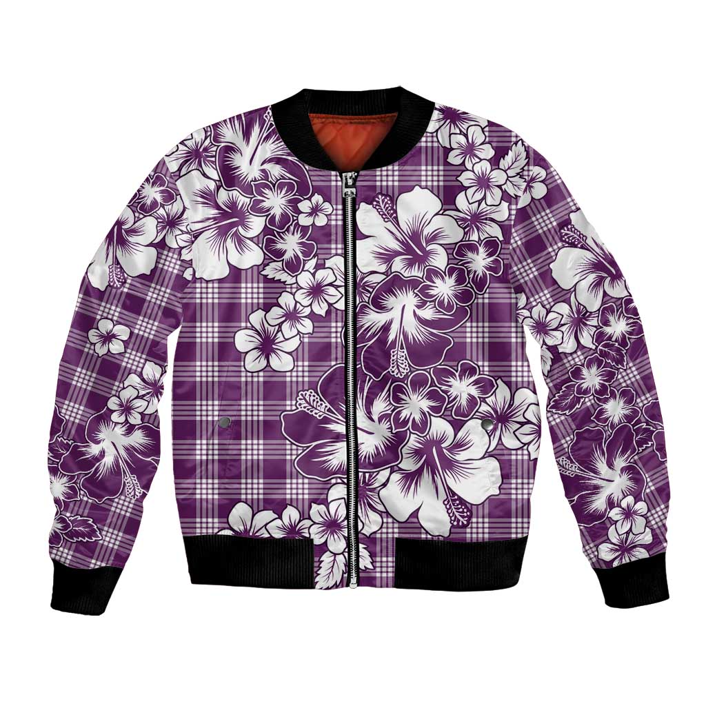 Hibiscus Pakala Sweetie Purple Bomber Jacket Tropical Floral Stylized LT01 Unisex Purple - Polynesian Pride