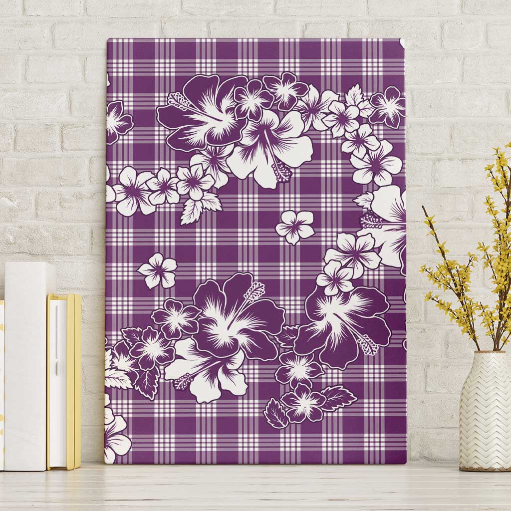 Hibiscus Pakala Sweetie Purple Canvas Wall Art Tropical Floral Stylized LT01 Without Frame Purple - Polynesian Pride